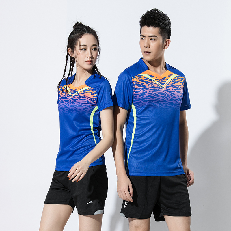 Badminton Suit Men's And Women's Summer Short Sleeve Lovers Suit Speed Dry Tennis Pong Ball Running Sportswear Group Buy Print