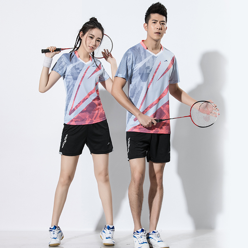 New short-sleeved badminton suit suit men's and women's children's quick-drying air Korean version table tennis suit training sports uniform