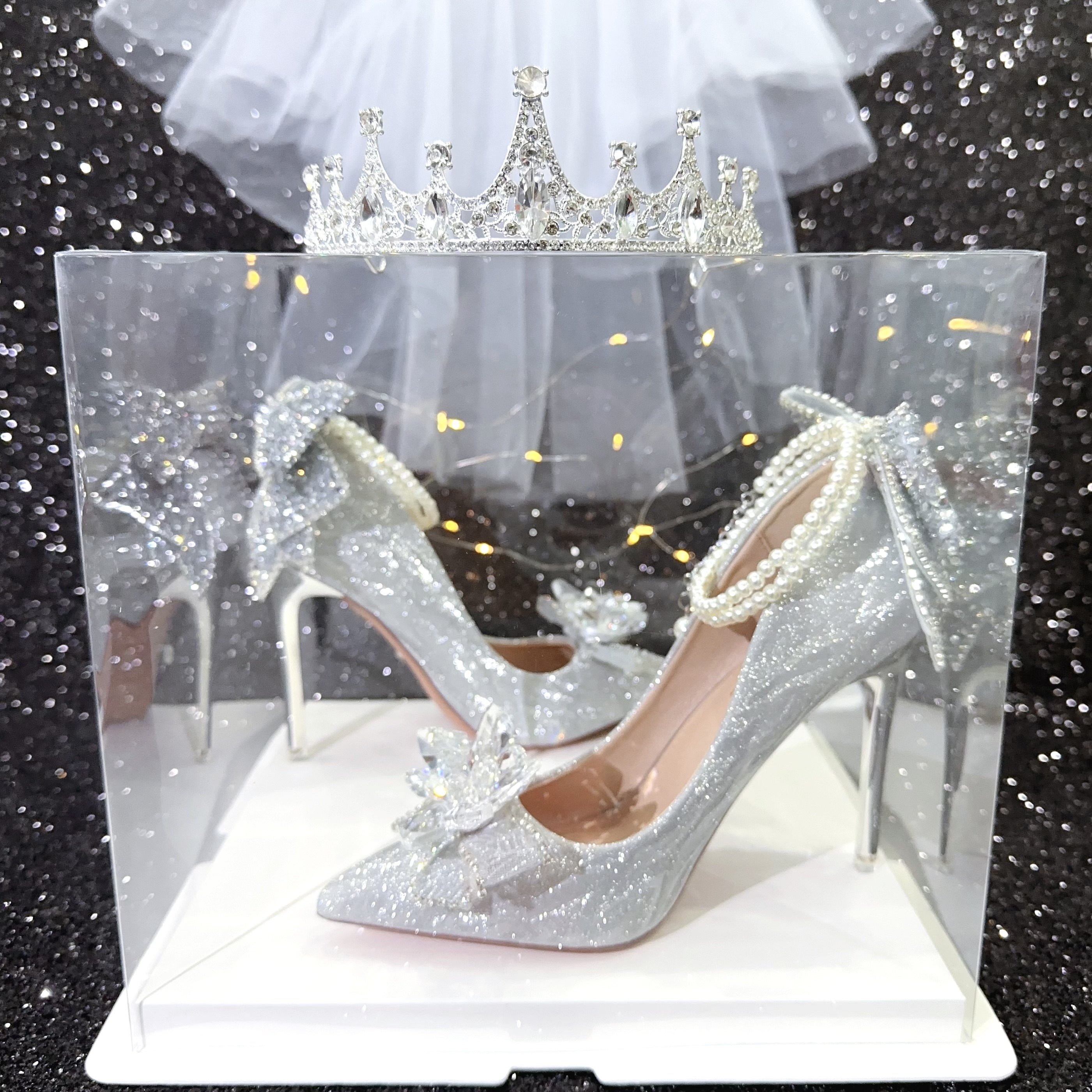 Bridal shoes, Xiuhe wedding dress two-way crystal shoes, women's 18th birthday coming-of-age ceremony, exquisite stiletto high heels, 2026 new style.