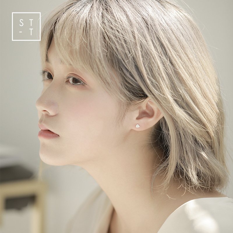 t Mrs. Shen S925 sterling silver jewelry temperament Korean simple fashion thin brushed multi-shaped combination small earrings