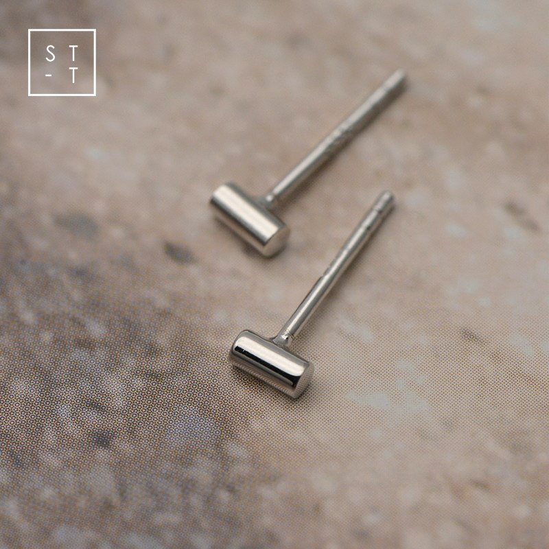 mrs. T Shen S 999 foot silver ear decoration fresh mini - small hammer shape small ear nail female student