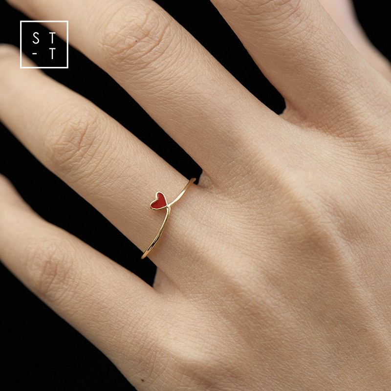 t Shen's wife ring Korean style Xiaoqing new fashion brief about red love ring female 100 hitch gold plated ring trend