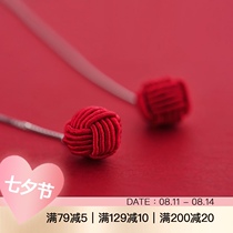 Mrs Shen S925 sterling silver accessories red rope braided new year earrings earrings female temperament Korean long earrings