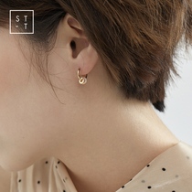 Mrs. Shen S925 sterling silver Japanese and Korean simple round earrings earrings female gilded personality design sense niche earring New