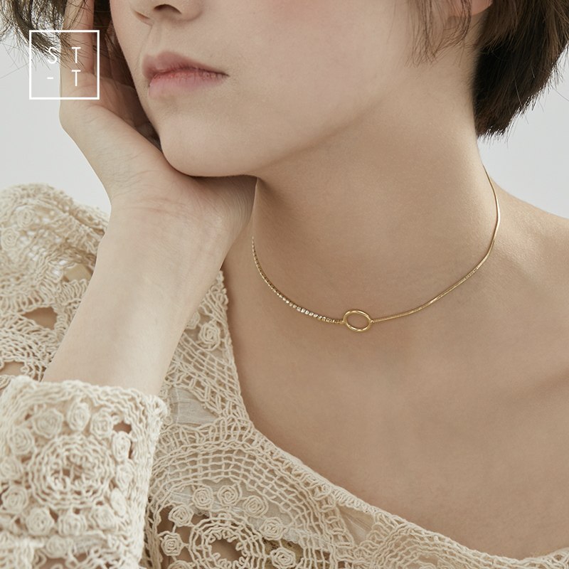 t Shen's wife chocker necklace Japan-ROK cirque pendant necklace with female personality creative asymmetry gilded collarbone chain