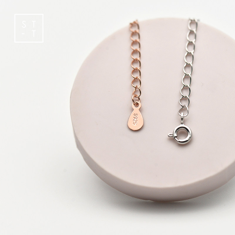 Mrs. Shen S925 pure silver necklace with hands and feet chain female section lengthened tail chain gold plated O word fit chain diy accessories extended chain