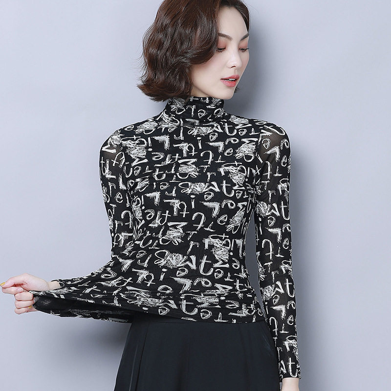 Square dance practice blouses TRENDY DANCING PRACTICE DANCE SUIT NATIONAL MARK MORDEN SOCIAL DANCE NET YARN PRINTED UNDERSHIRT