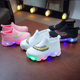 Children's light-up shoes baby knitted mesh breathable soft bottom boys and girls with lights and flashing children's shoes light-emitting casual shoes