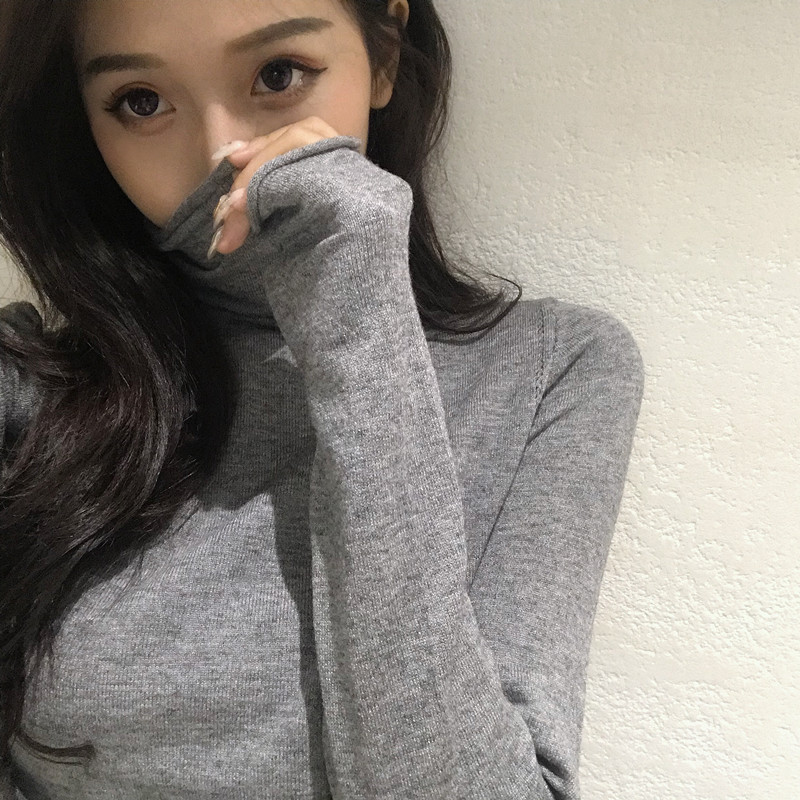 High-necked bottoming shirt women's innerwear autumn and winter 2021 new pile-up collar looks thin long-sleeved knitted sweater thin sweater cashmere sweater