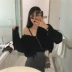 LGGDJDZ chic gió retro nhẹ nhàng trùm đầu áo khoác có khóa kéo ngắn áo len lỗ len áo dạ ngắn đẹp Áo khoác ngắn
