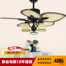 New Chinese style Japanese ceiling fan light Modern simple fan light European and American Nordic restaurant bedroom household frequency conversion mute
