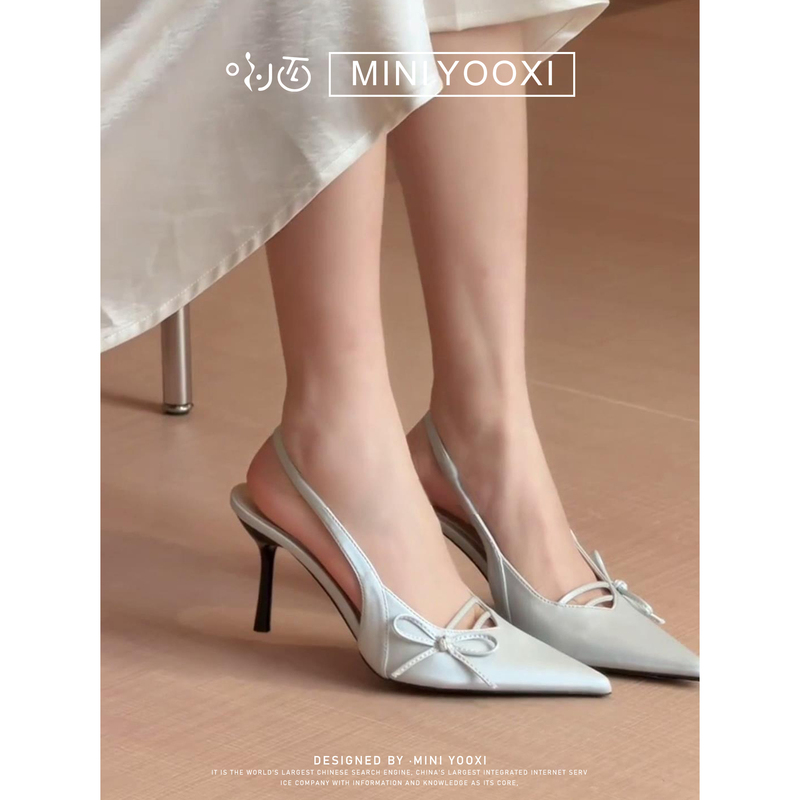 French-Style Bow Pointed-Toe Sandals 2026 Xu Luyangliu Same Style High-Heeled Shoes for Women, Elegant Socialite Style Slippers French-Style Bow Pointed-Toe Sandals 2026 Xu Luyangliu Same Style High-Heeled Shoes for Women, Elegant Socialite Style Slippers
