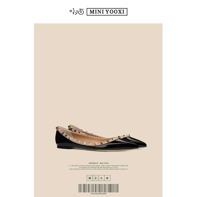 2022 summer net red rivet single shoes female pointed toe shallow mouth Baotou Liuding fairy style flat shoes flat heels all-match trend