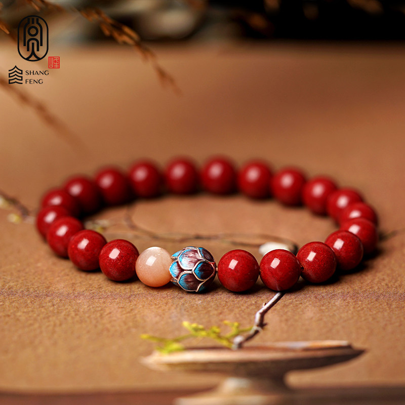 Vermilion hand string Female hand chain Male Buddha Beads Year of Life Ox Transfer beads Rough stone beads Natural purple gold meditation gift