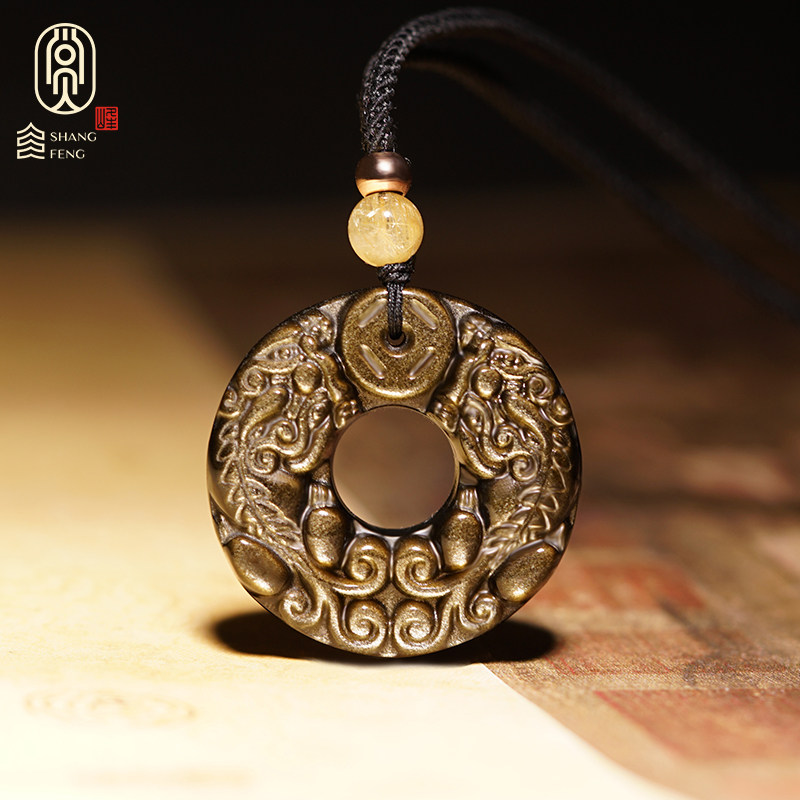 Black Yaoshi Double-Lemple Leopard Pendant Strokes PROPERTY LEATHER Safe Button Necklace Woman LOVERS PENDANT Pendant Men Crystal Pendant