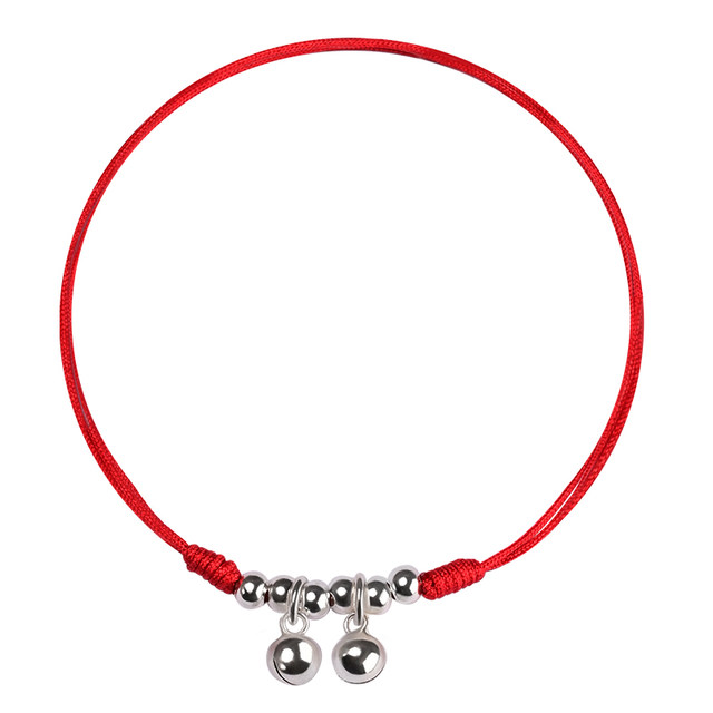 S925 sterling silver Ruyi bell anklet ຂອງແມ່ຍິງກອງປະຊຸມເງິນ anklet anklet 2024 ປີສັດ trendy ເຊືອກສີແດງ braided ສາຍແຂນ