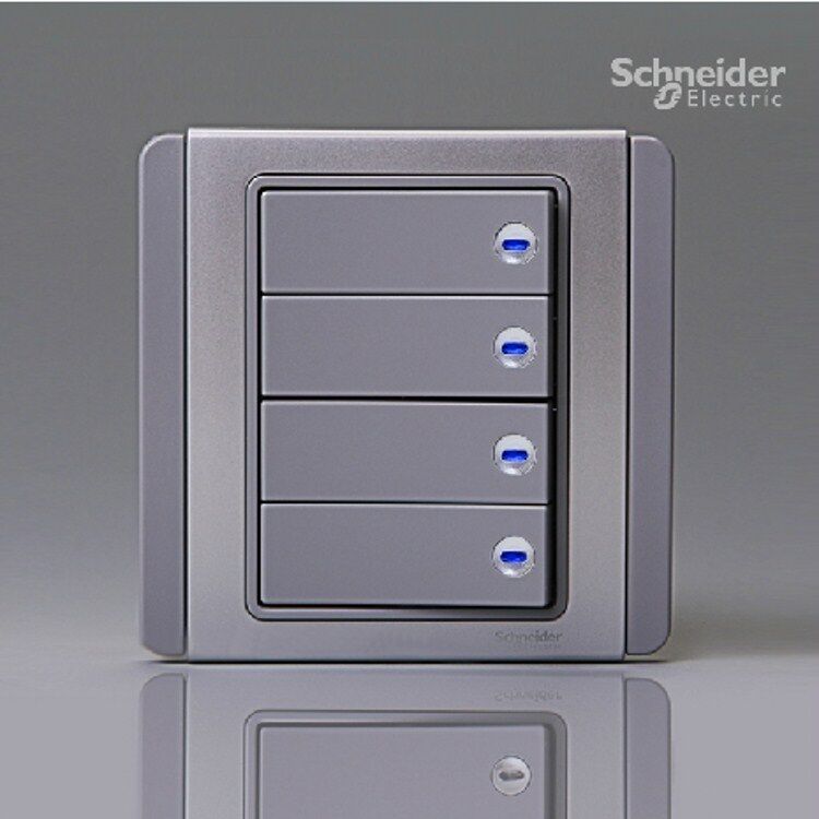 Schneider E3000 series LED light four-way four-way single control switch E30334H1 silver gray