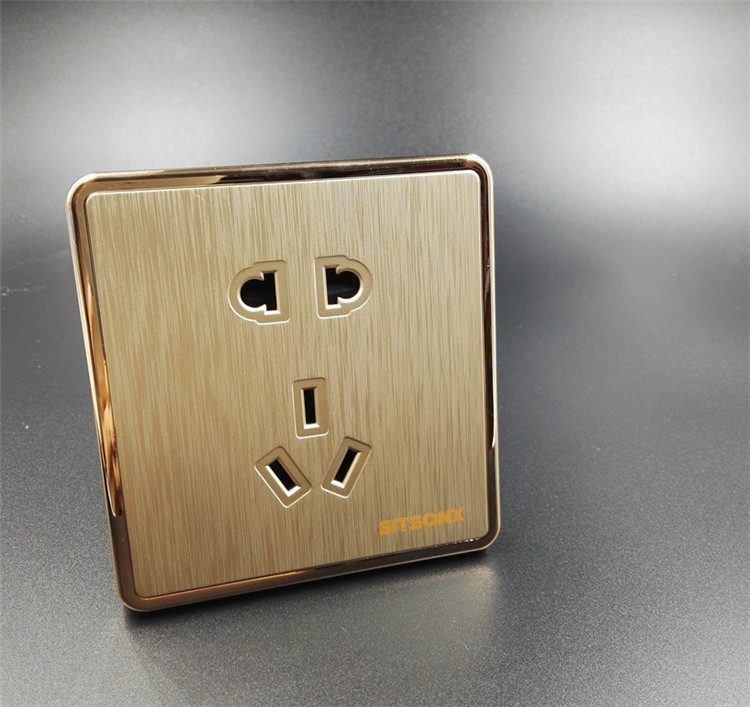 Type 86 wall switch socket panel SITSONX large plate champagne gold wire drawing 23 inserts 5-hole socket