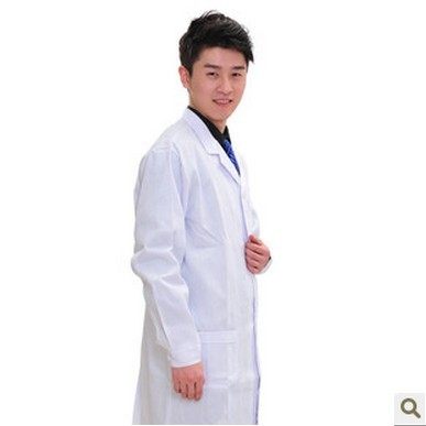 标准医用白大褂 长袖医师服 男女医生服齐无扣魔术粘白大衣医师帽