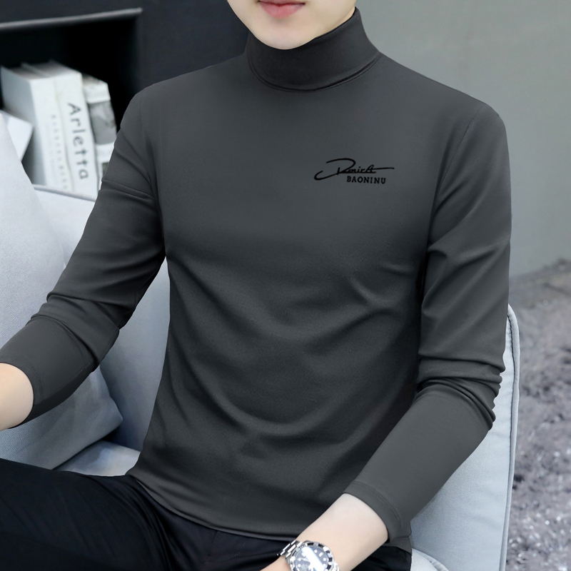 Men's High-Neck Base Layer Shirt 2026 Autumn and Winter Thickened Pure Cotton Long-Sleeve T-Shirt Modal Slim Fit Mid-Neck Autumn Top