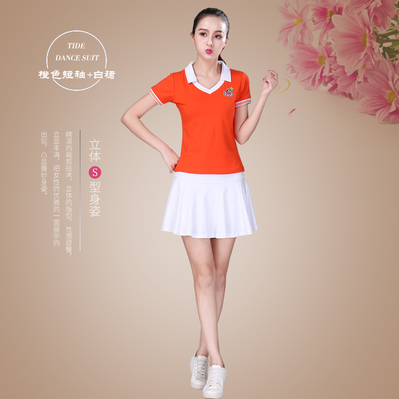 Quảng trường Khiêu vũ Trang phục Nữ Adult Set 2019 Original New Summer bông ngắn Sportswear Đội Sleeve