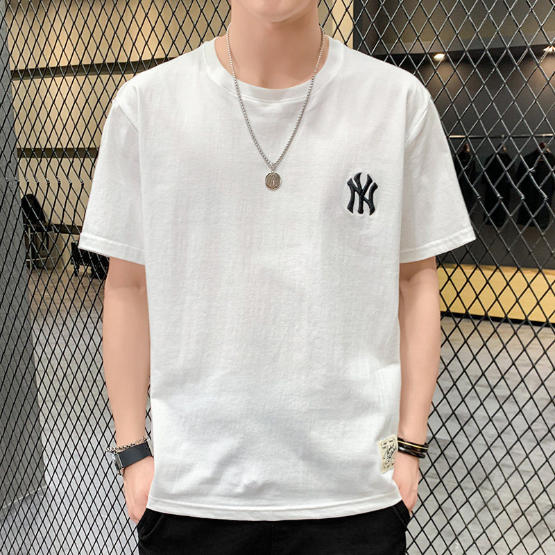 New solid color men's short-sleeved T-shirt cotton round neck casual summer student tide brand popular regular slim