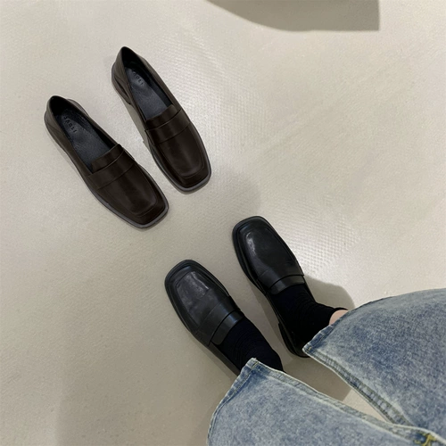 软皮软底复古小皮鞋女学生2022秋款百搭乐福鞋仙女方头单鞋女平底
