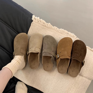 Genuine Leather Height-Increasing Cork Birkenstock Shoes for Women, Thick-Soled, New Spring, Autumn, and Winter Models, Forest-Style Retro Birkenstock Shoes, Closed-Toe Mules