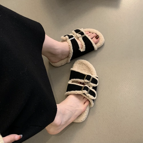 Демисезонные тапочки на платформе, флисовая обувь, в корейском стиле