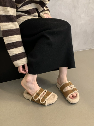 Демисезонные тапочки на платформе, флисовая обувь, в корейском стиле