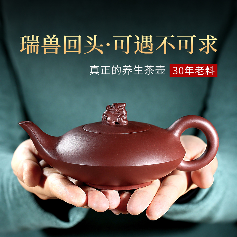 Guyuetang Yixing Purple sand pot set Handmade authentic household teapot Kung Fu Tea set Tea pot Return to the beast pot