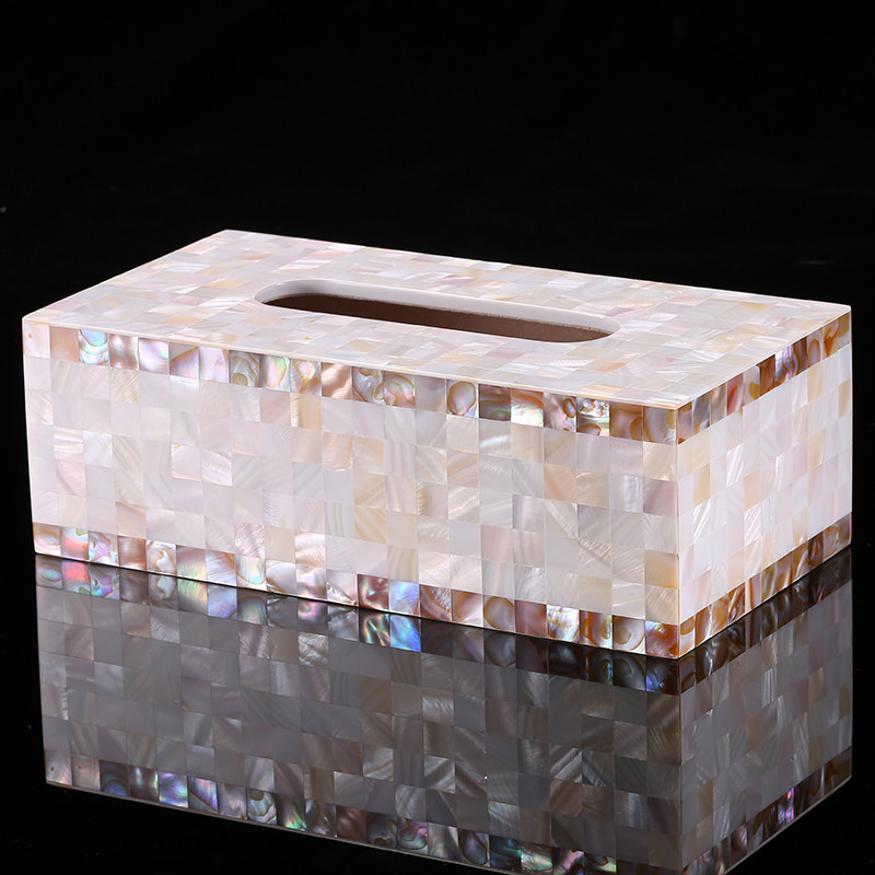 Beauty light luxury exquisite pearl shell tissue box drawer paper box Home living room Nordic creative white paper draw box