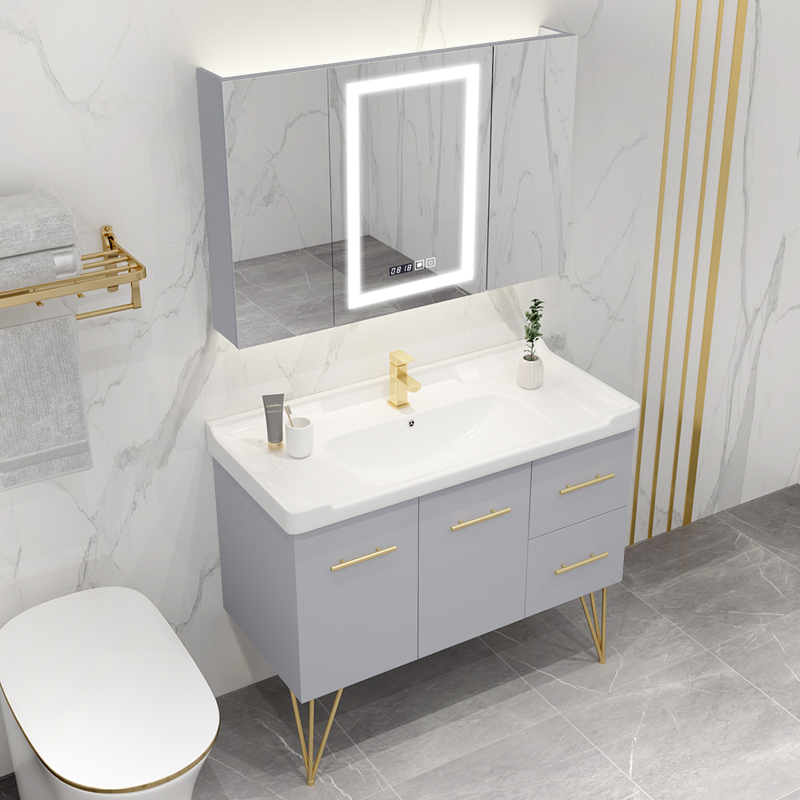 Smart bath room cabinet Composition minimalist modern makeup room Handwashing washbasin integrated washstand Bathroom Suit Mirror Cabinet