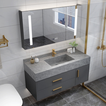 High-end custom intelligent rock board bathroom cabinet combination simple light luxury toilet hand wash wash basin wash table set