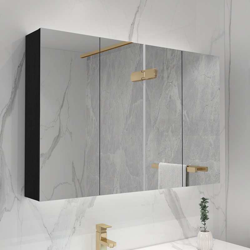 Nordic Solid Wood Bathroom Mirror Cabinet Handling Wall-style Limited Toilet Mirror Line