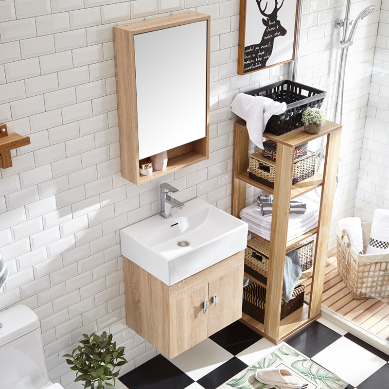 Bath cabinet small family type hanging wall type minimalist modern mini hand wash washbasin combined dressing room washing table suit