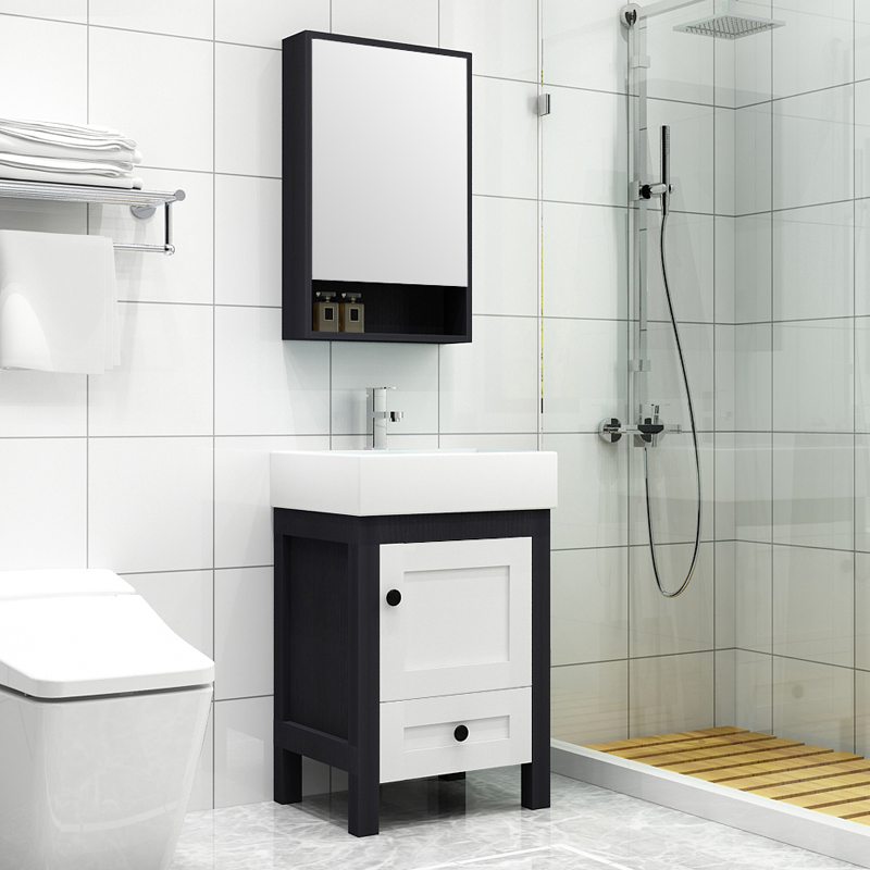 Small apartment solid wood bathroom basin cabinet floor-standing modern minimalist bathroom washstand washbasin combination