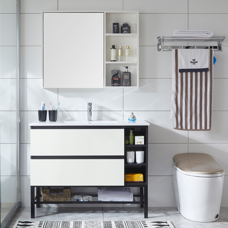Nordic Solid Wood Bathroom Cabinet Combined floor cabinet toilet bathroom bathroom bathroom wash face wash handbag basin cabinet combined