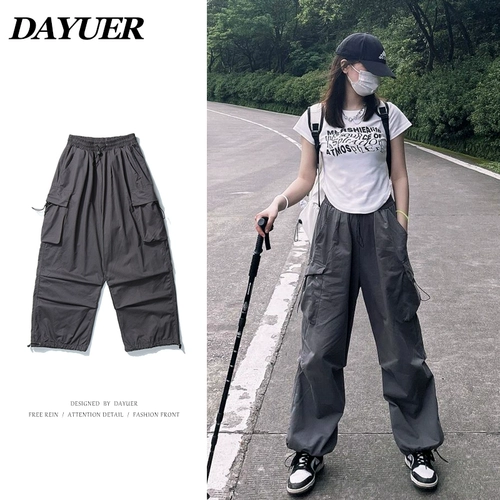 Летние тонкие дорожные штаны подходит для мужчин и женщин, в американском стиле, на шнурках, свободный крой