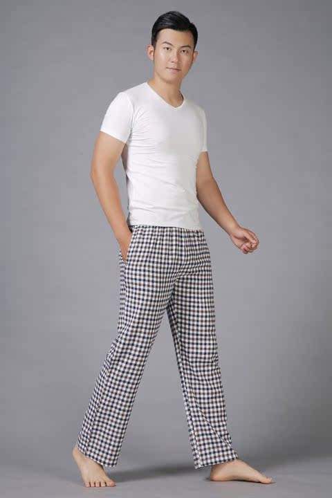 Quần pyjama nam cotton dày phần lớn kích thước bình thường quần nhà nam cotton lỏng mùa thu và mùa đông trung niên nhà cha mẹ quần quần short jean nam