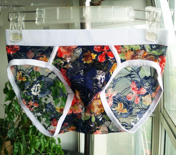 Thời trang nam ren in lưới tam giác cao co giãn gợi cảm mùa hè đồ lót trong suốt thanh niên eo thấp thon quan lot nam