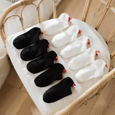5 pairs of spring and summer couple socks Pure cotton white socks Men's and women's low-top sports socks Breathable sweat-absorbing invisible socks Japanese invisible socks