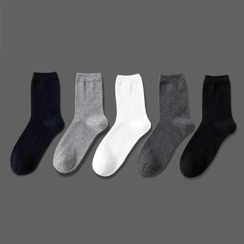 autumn and winter men's pure cotton mid-cylinder white socks pure cotton warm and thick anti-odor low-bond pure color short socks business cotton socks