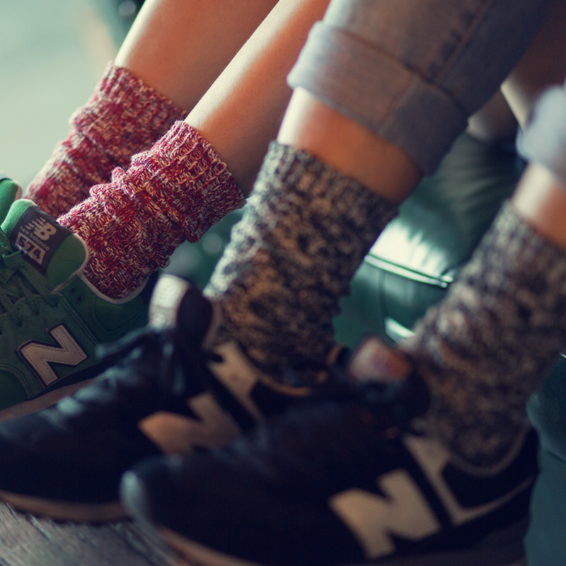 Wool socks men's stockings Autumn and winter thickened college trend thick line pure cotton deodorant snowflake tube bubble socks women