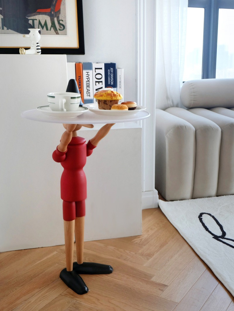 Light luxury and exquisite small coffee table Danish designer medieval solid wood mini creative sofa corner cabinet narrow transparent side table