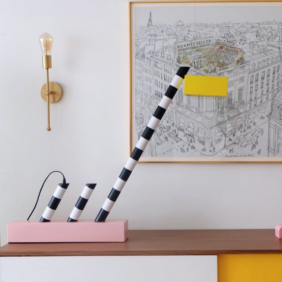 Italian classic collection decorative table lamp Memphis art furniture fashionable medieval high-end zebra lamp