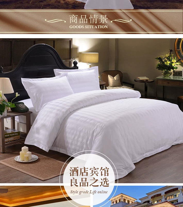 Cotton sheets khách sạn bộ đồ giường khách sạn bán buôn cotton trắng dày tấm ga trải giường bộ đồ giường vải tấm trải giường