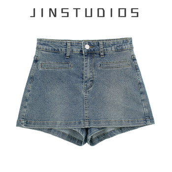 2026 summer pure desire hot girl personalized high waist covered hips denim skirts shorts slimming legs long slim fit versatile hot pants