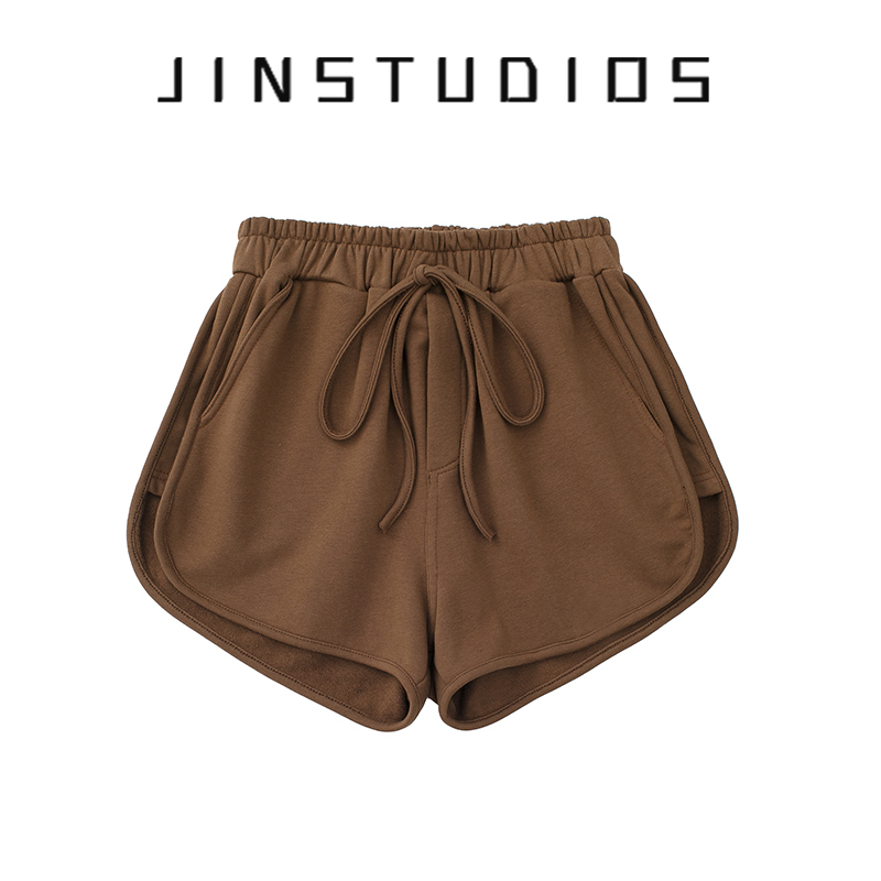 Jin LAOSHU 26 Summer American Retro Lace-Up High-Waisted Sports Shorts, Slimming and Leg-Lengthening, Hot Girl Style Ultra-Short Hot Pants