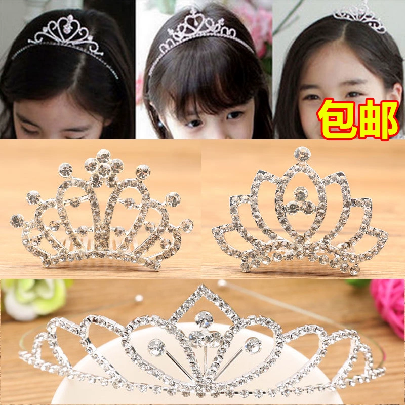 Vương miện trẻ em hàn quốc băng đô công chúa dễ thương rhinestone cô gái phụ kiện tóc bé vương miện cô gái kẹp tóc mũ cài tóc lược - Phụ kiện tóc